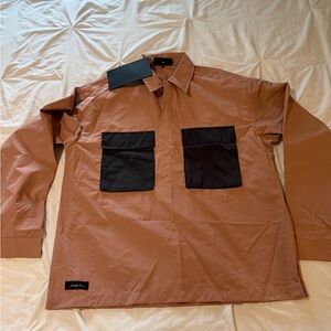 Black Scale Brown Long Sleeve Shirt with Black Pockets